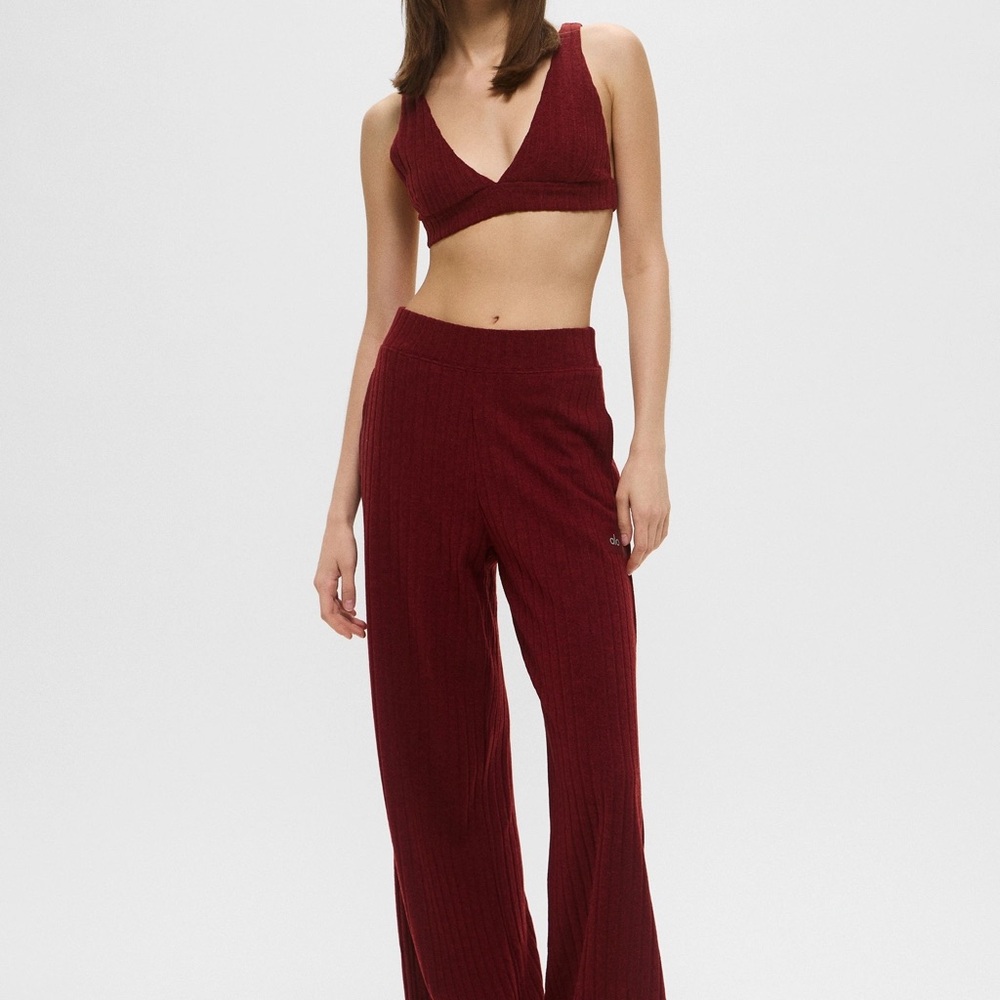 ALO  Burgundy Take Comfort Ribbed Set